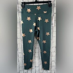 Nanette Lepore Play  Size:L Women Star Leggings Green Gables/Rose Gold